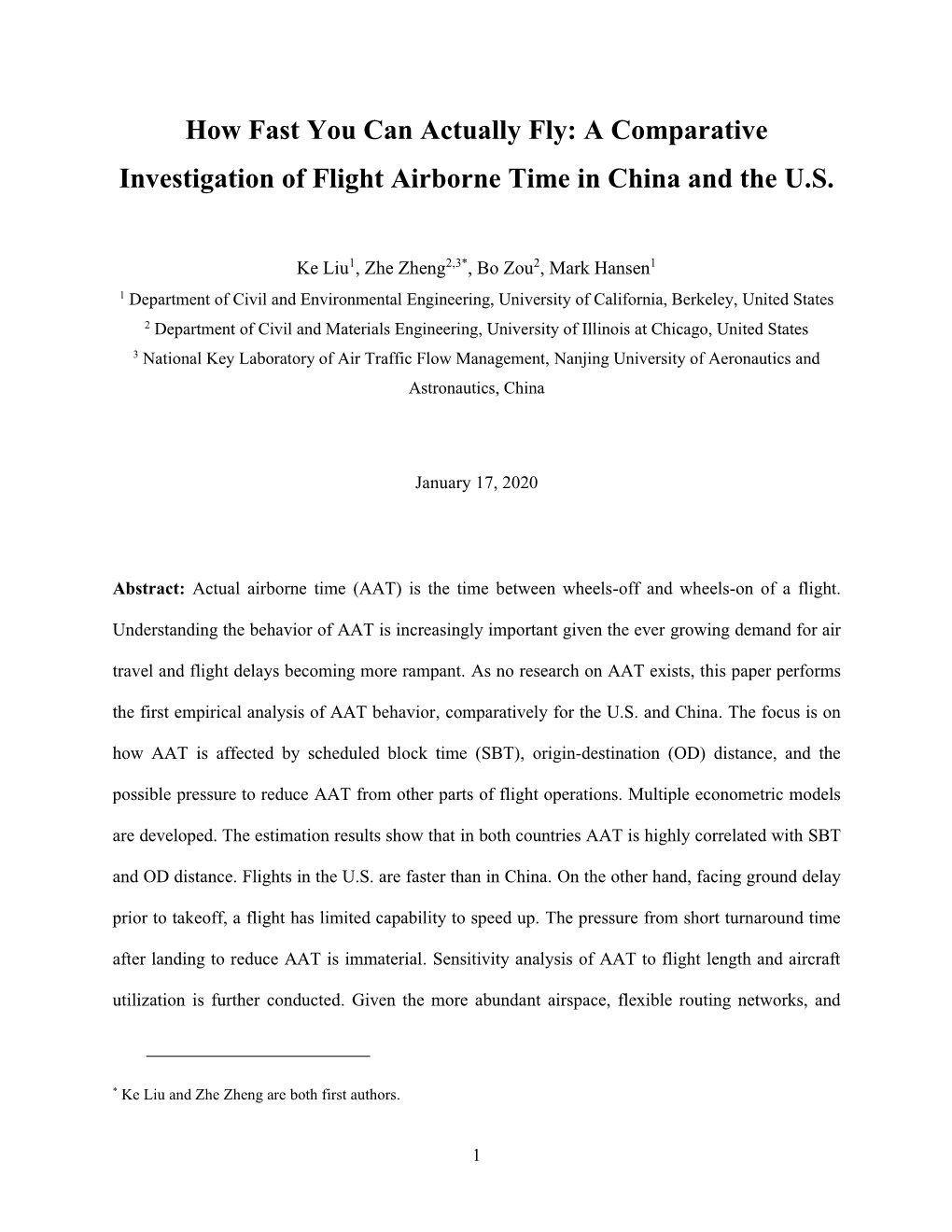 A Comparative Investigation of Flight Airborne Time in China and the U.S