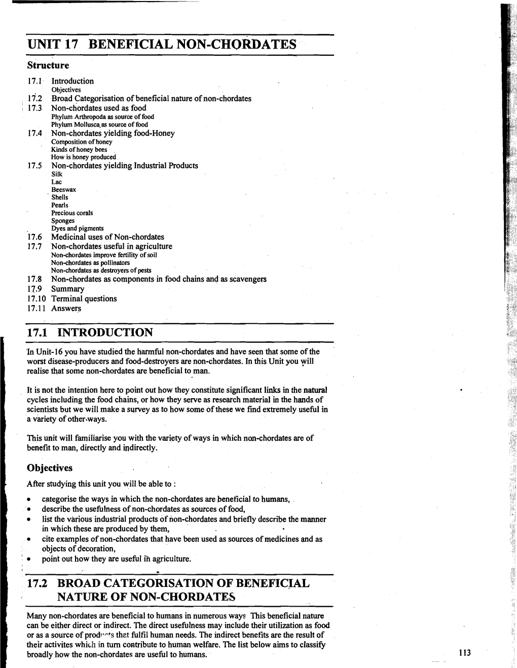 Unit 17 Beneficial Non-Chordates I