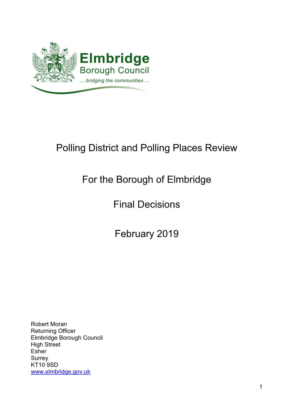 Results of the Polling District and Polling Place Review 2018