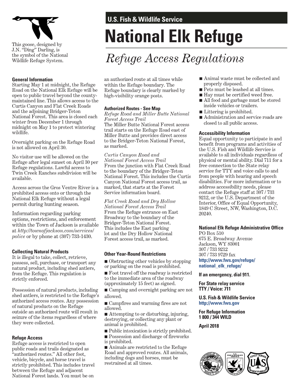 National Elk Refuge Refuge Access Regulations