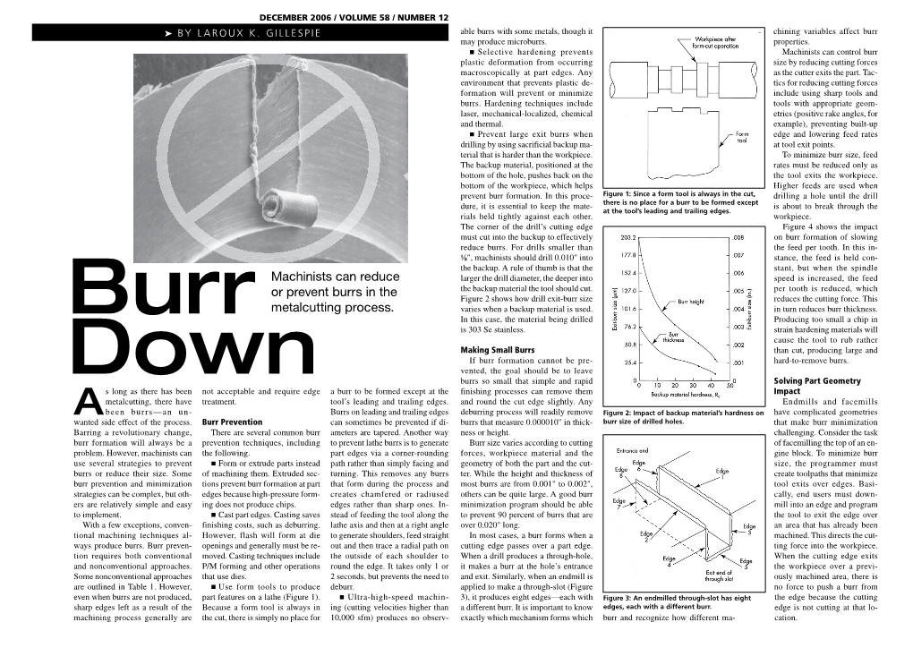 Machinists Can Reduce Or Prevent Burrs in the Metalcutting Process