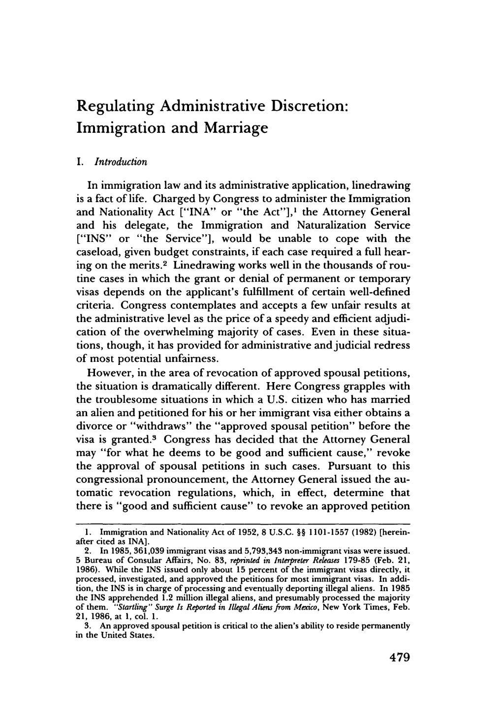 Regulating Administrative Discretion: Immigration and Marriage