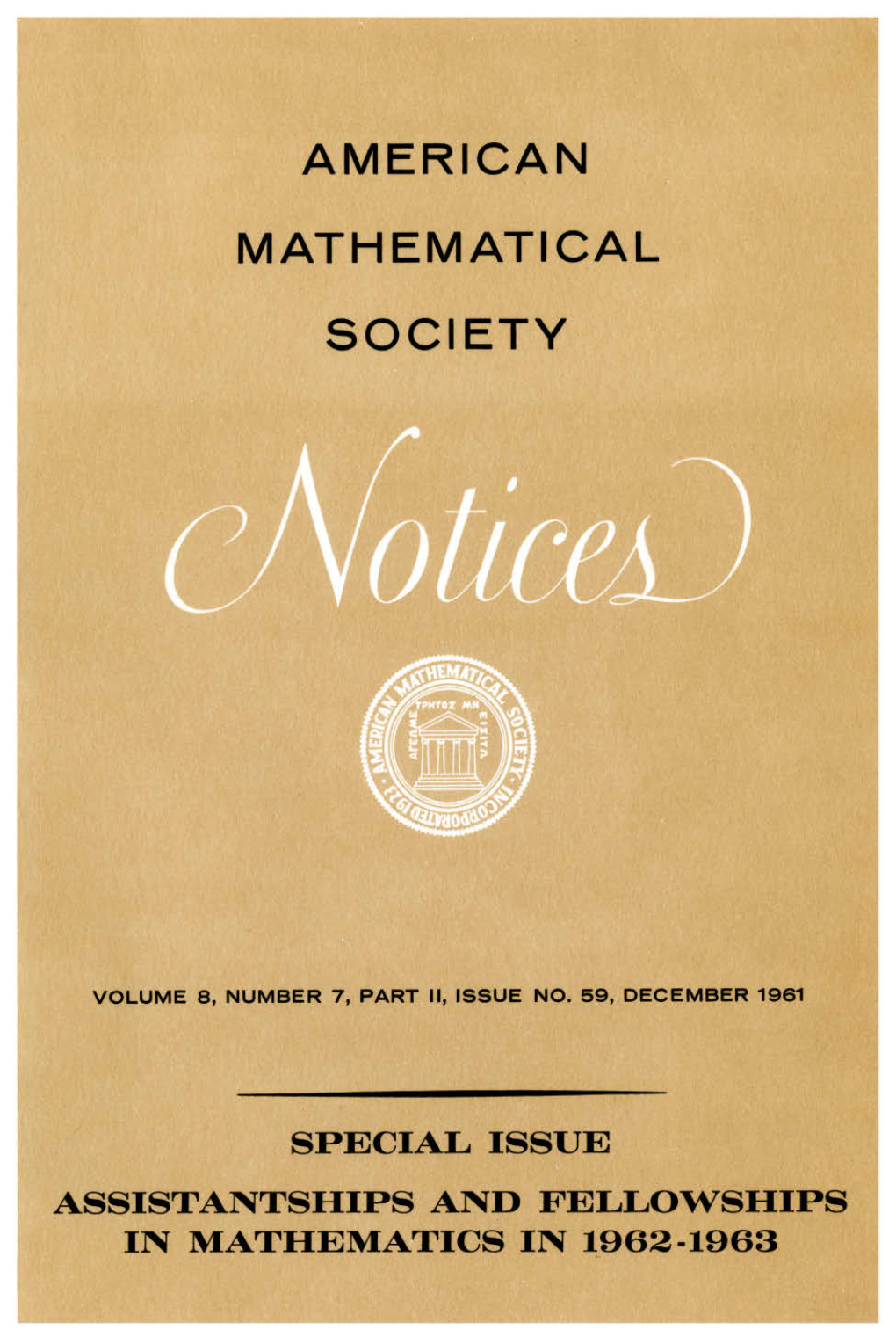Graduate Degree Programs in Mathematics- 1961 • •