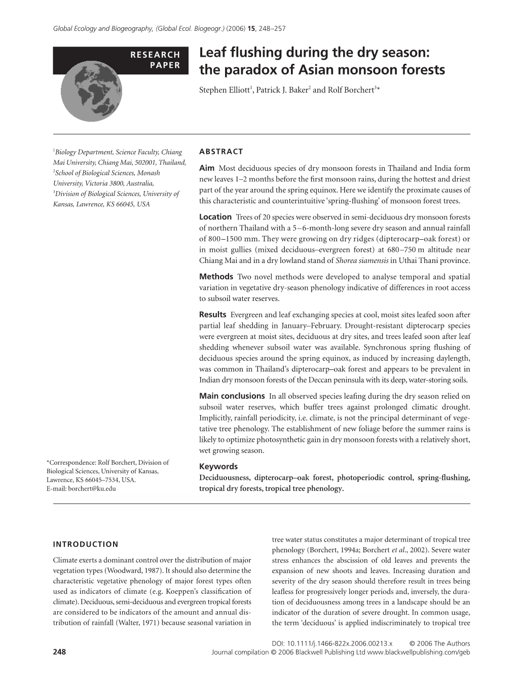 Leaf Flushing During the Dry Season: the Paradox of Asian Monsoon Forests