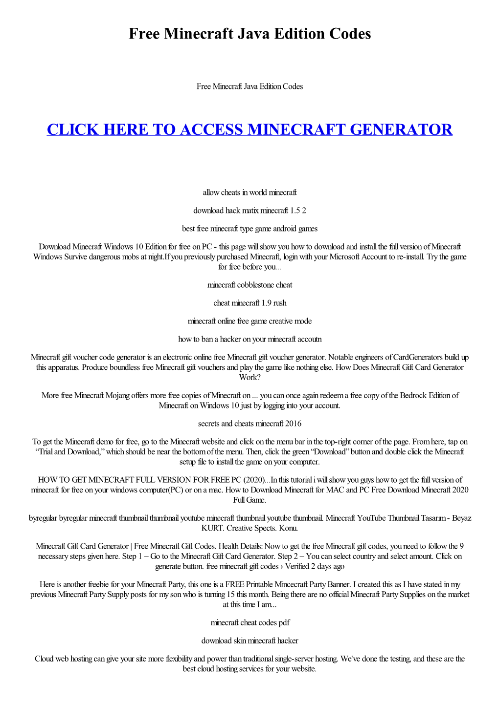 Free Minecraft Java Edition Codes