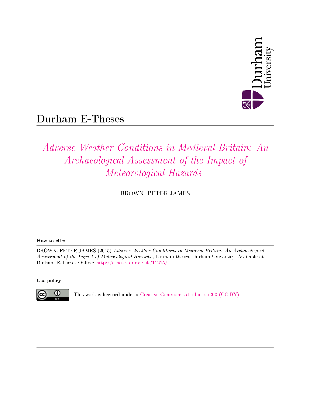 Adverse Weather Conditions in Medieval Britain: an Archaeological Assessment of the Impact of Meteorological Hazards