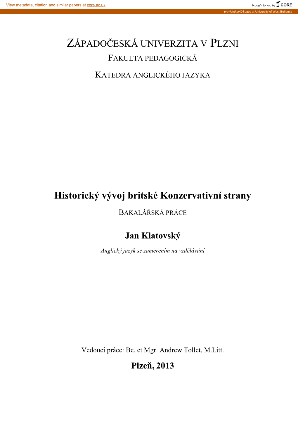 Historický Vývoj Britské Konzervativní Strany