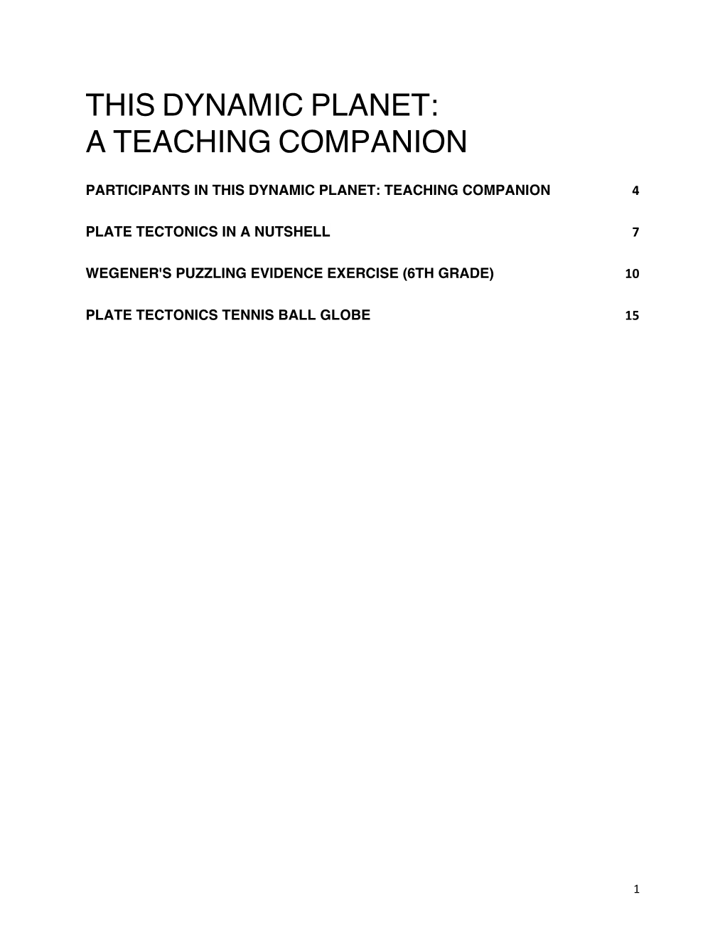 This Dynamic Planet: a Teaching Companion