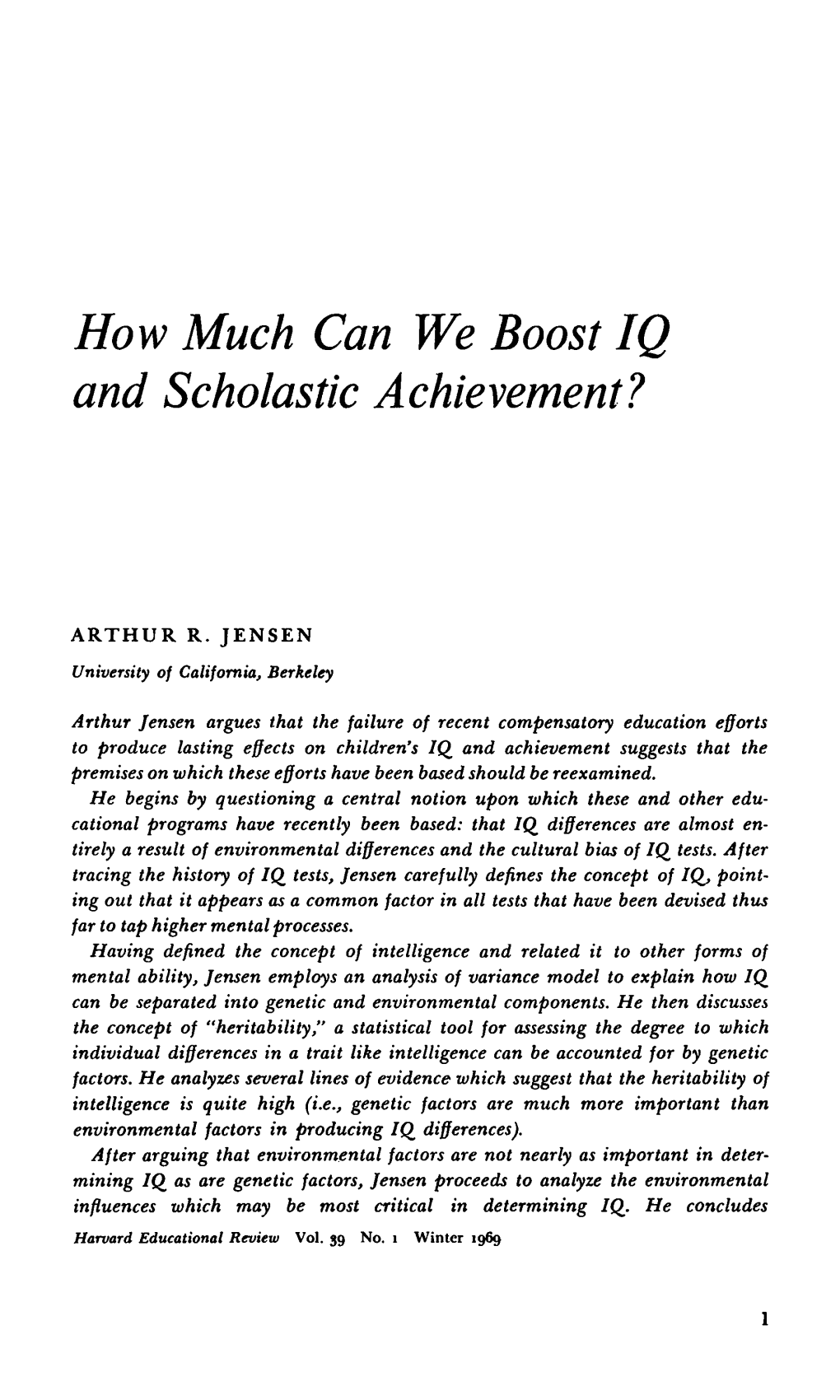 How Much Can We Boost IQ and Scholastic Achievement?