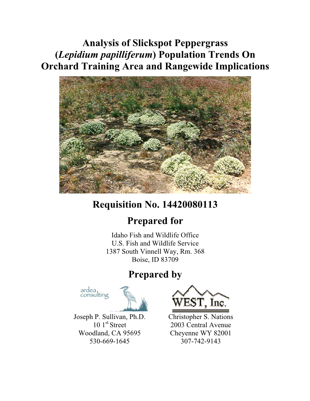 Analysis of Slickspot Peppergrass (Lepidium Papilliferum) Population Trends on Orchard Training Area and Rangewide Implications