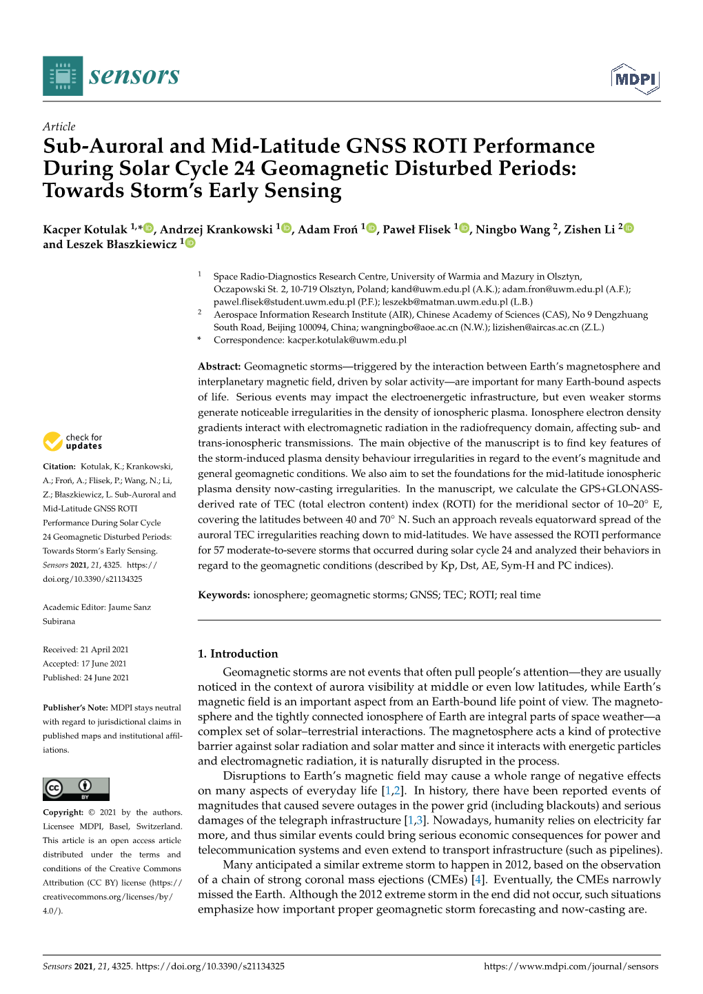 Sub-Auroral and Mid-Latitude GNSS ROTI Performance During Solar Cycle 24 Geomagnetic Disturbed Periods: Towards Storm’S Early Sensing