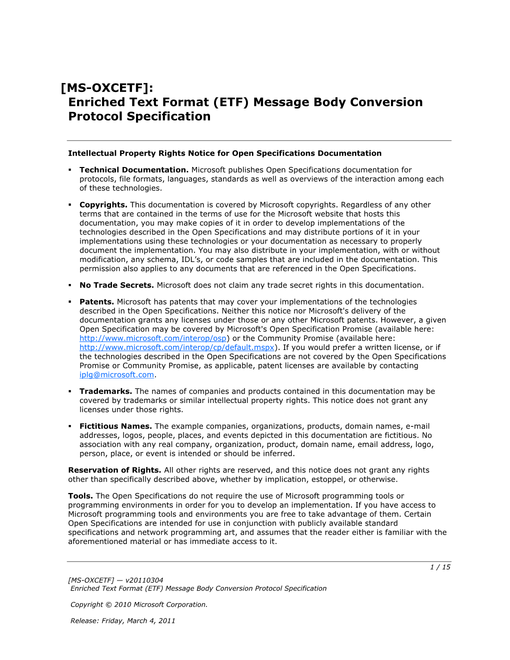 [MS-OXCETF]: Enriched Text Format (ETF) Message Body Conversion Protocol Specification