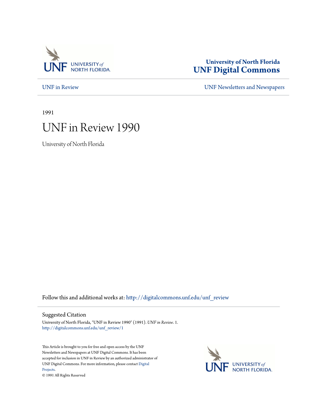 UNF in Review 1990 University of North Florida