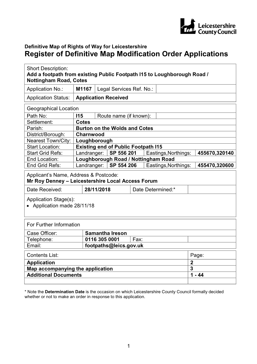 Register of Definitive Map Modification Order Applications