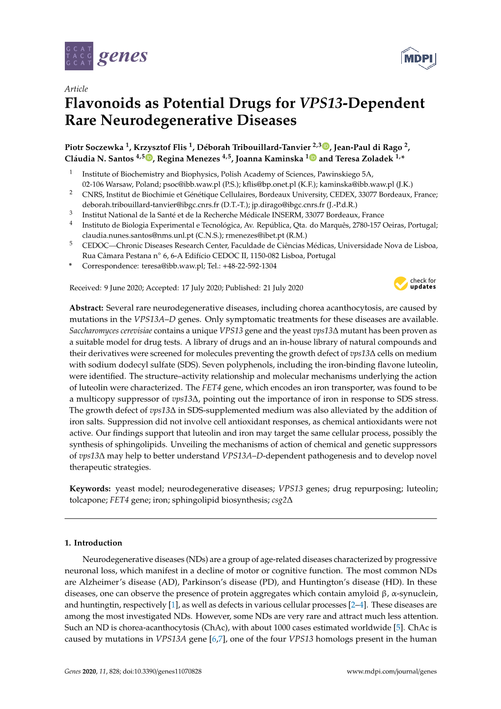 Flavonoids As Potential Drugs for VPS13-Dependent Rare Neurodegenerative Diseases