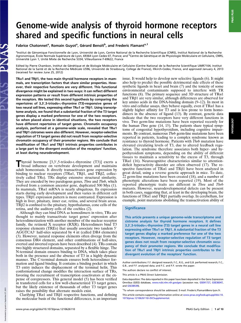 Genome-Wide Analysis of Thyroid Hormone Receptors Shared