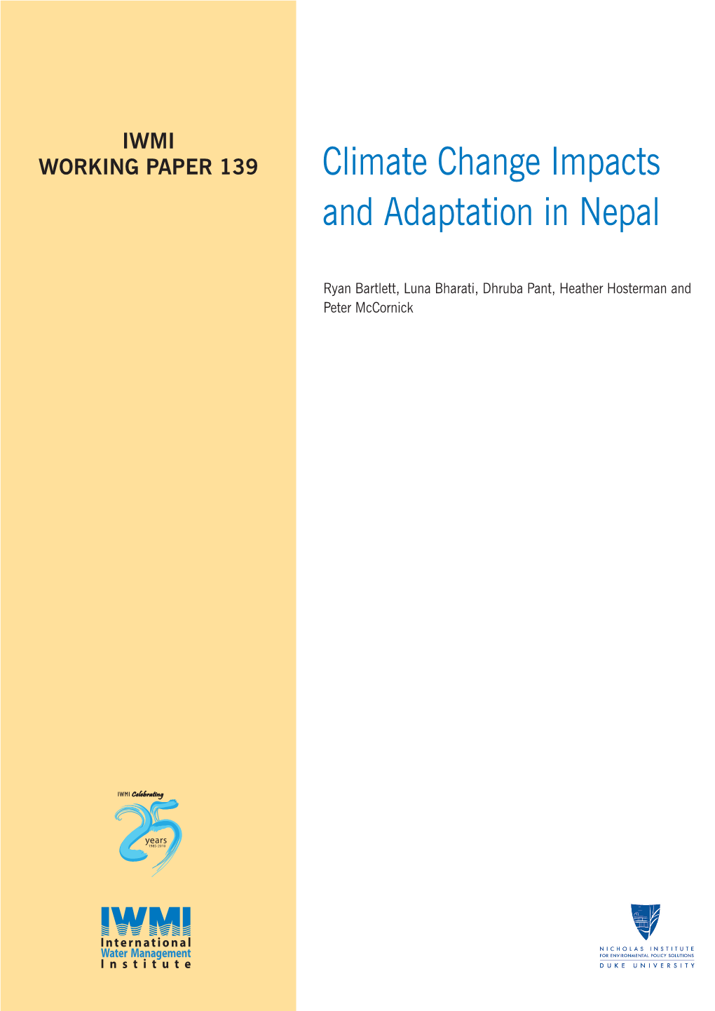 Climate Change Impacts and Adaptation in Nepal