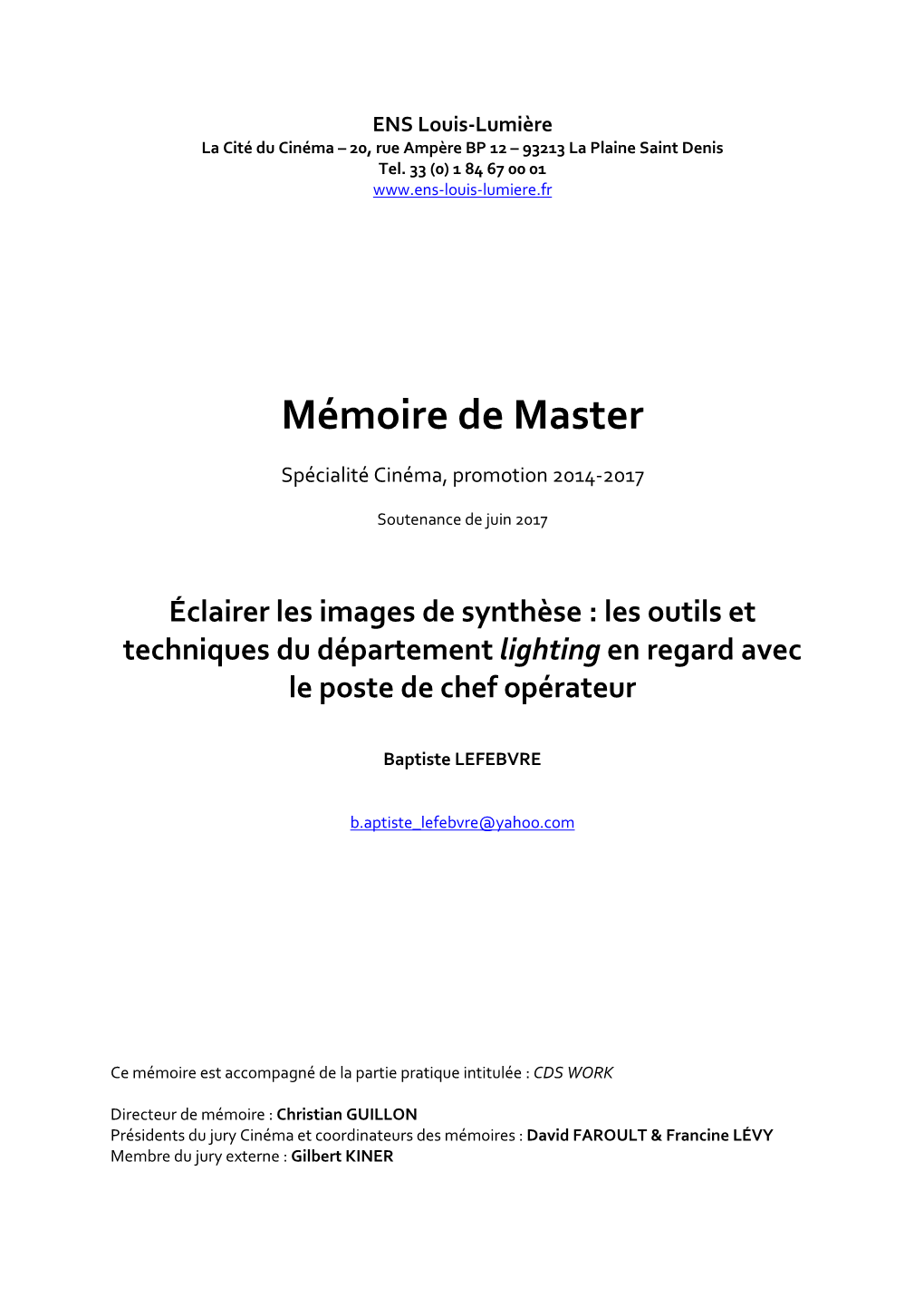 Mémoire De Master