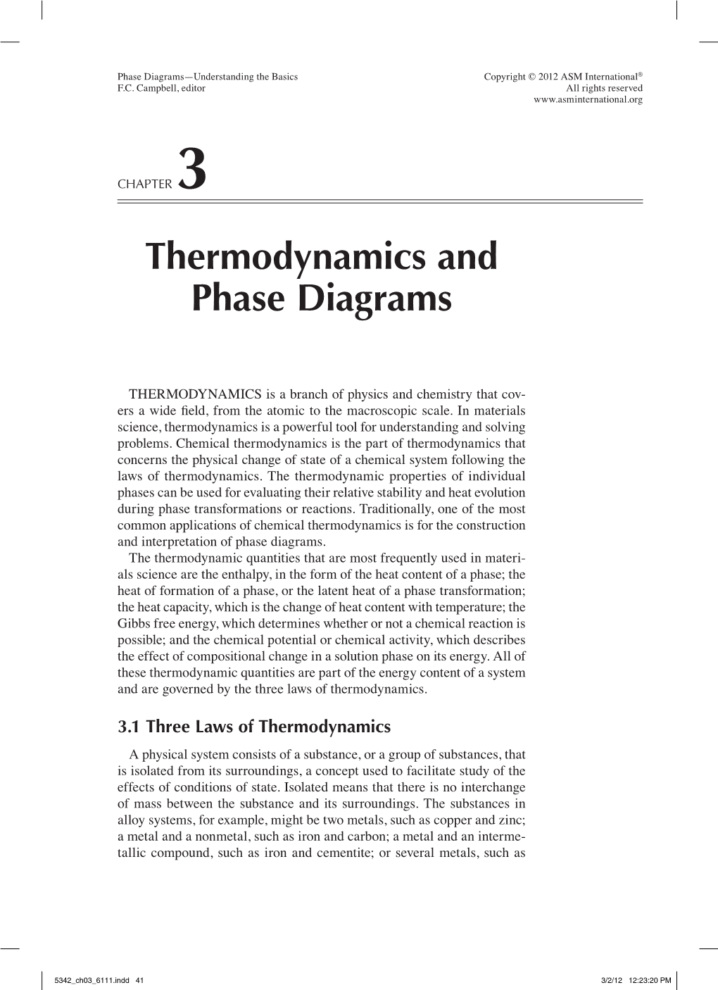 Thermodynamics and Phase Diagrams