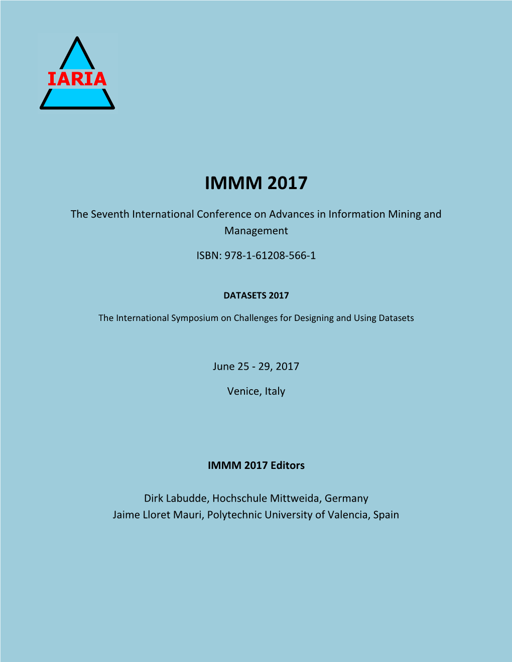 IMMM 2017 Proceedings