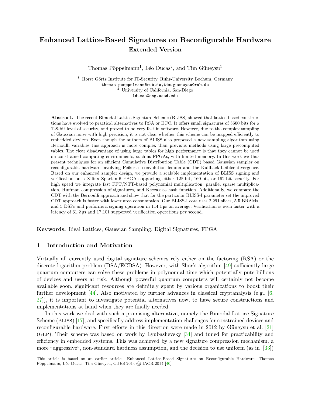 Enhanced Lattice-Based Signatures on Reconﬁgurable Hardware Extended Version