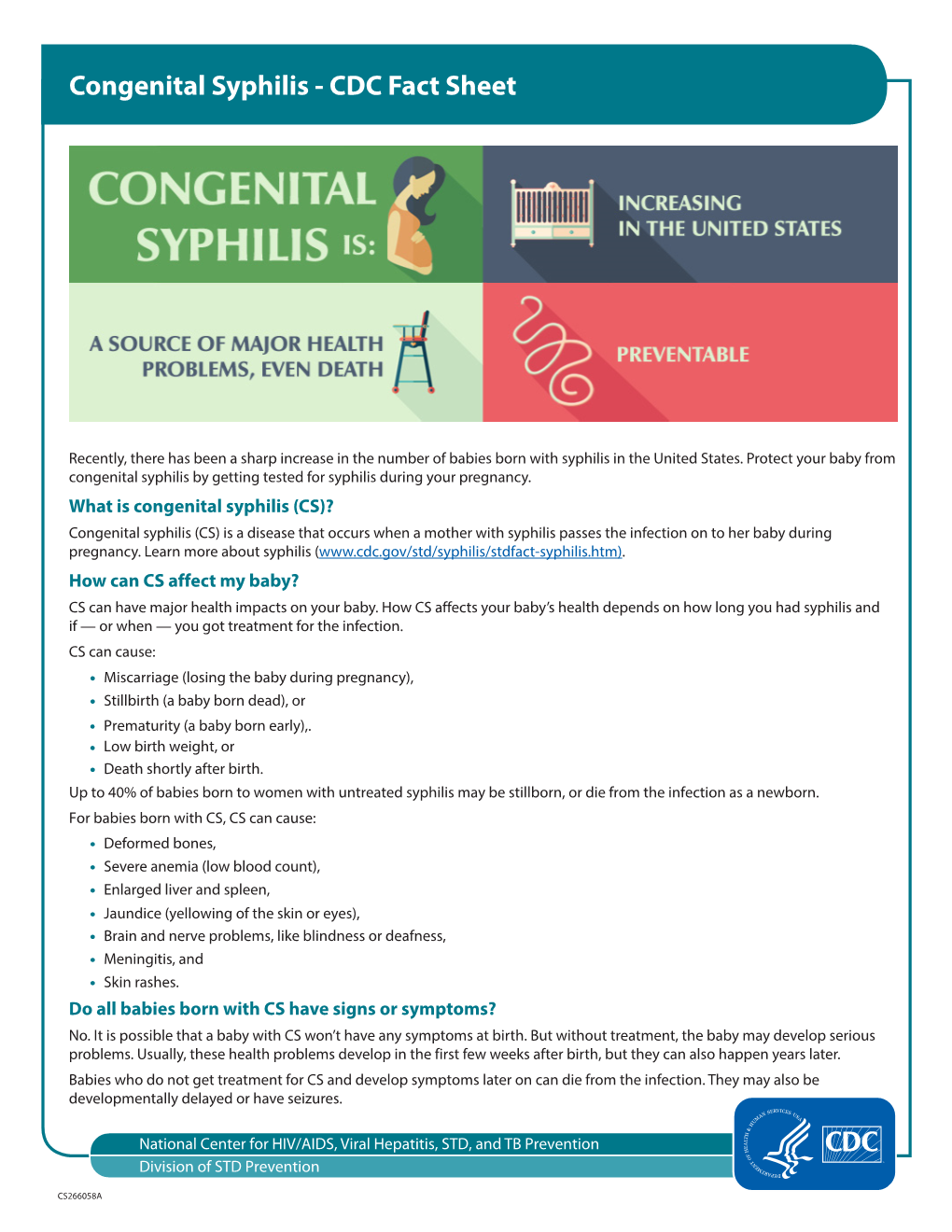 Congenital Syphilis - CDC Fact Sheet