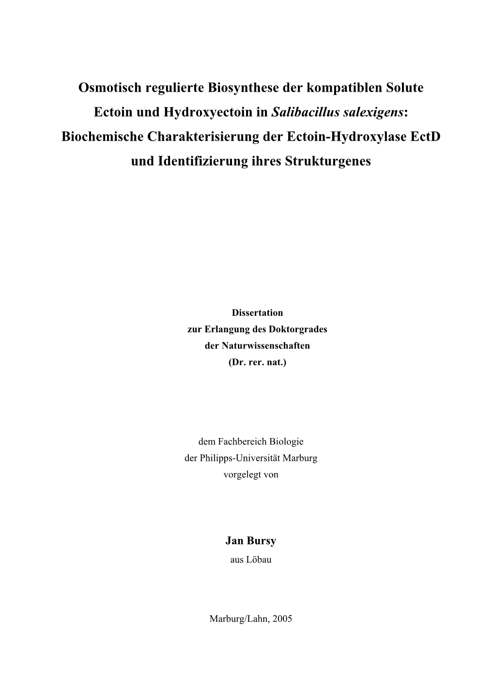 Osmotisch Regulierte Biosynthese Der