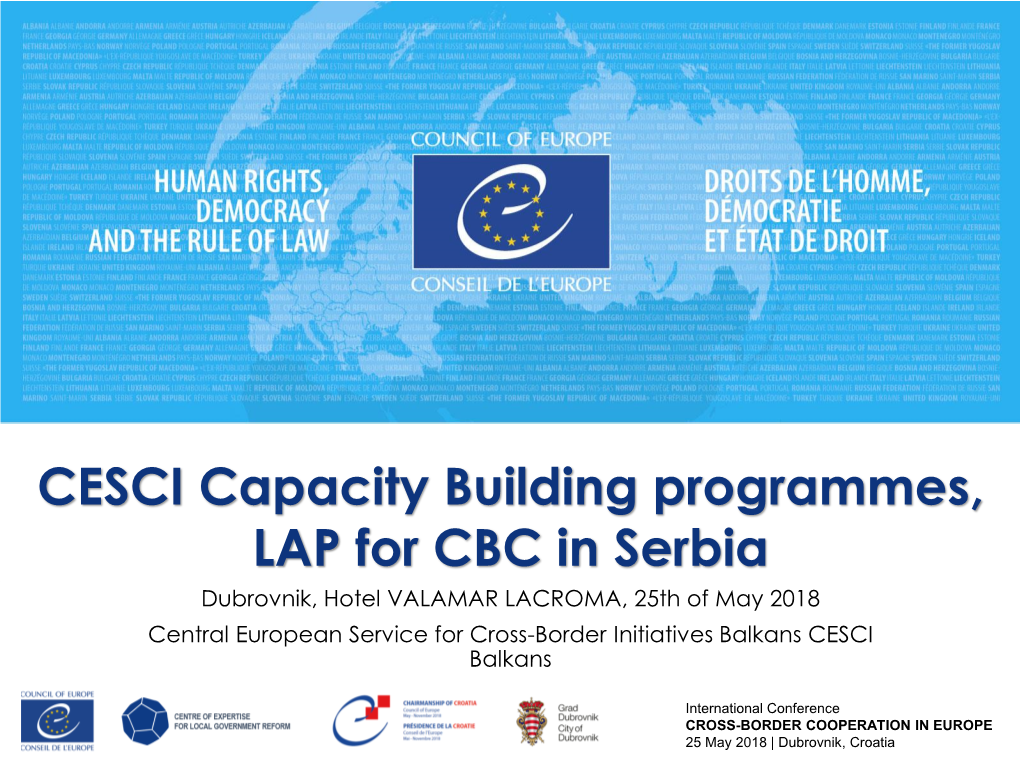CESCI Capacity Building Programmes, LAP for CBC in Serbia