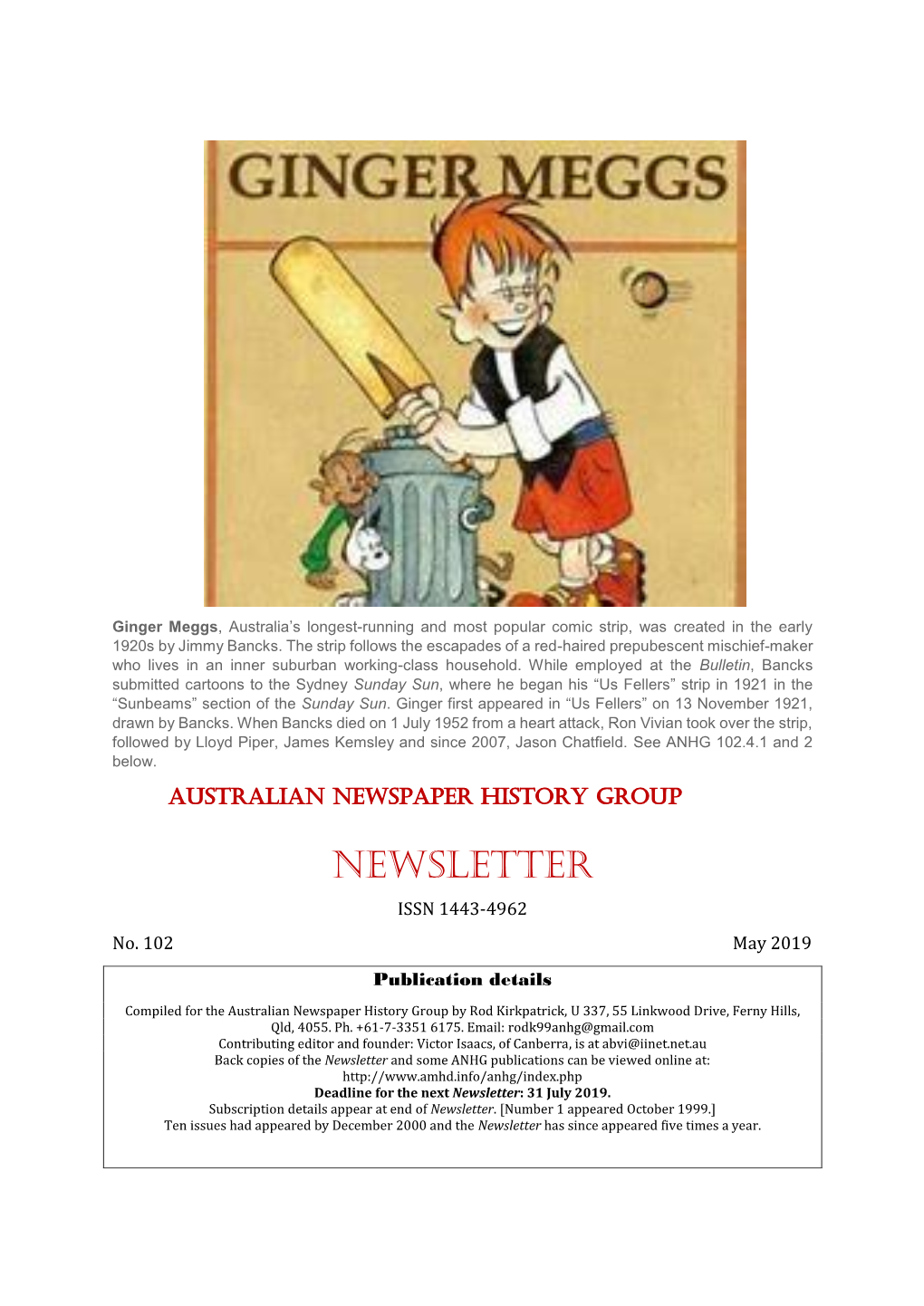 NEWSLETTER ISSN 1443-4962 No