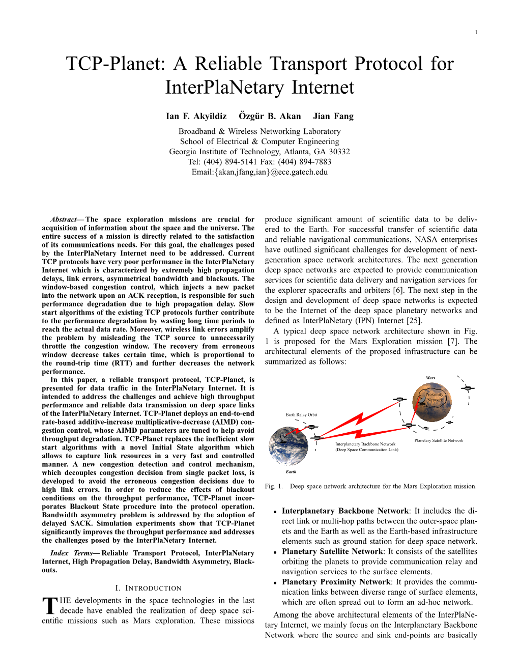 TCP-Planet: a Reliable Transport Protocol for Interplanetary Internet