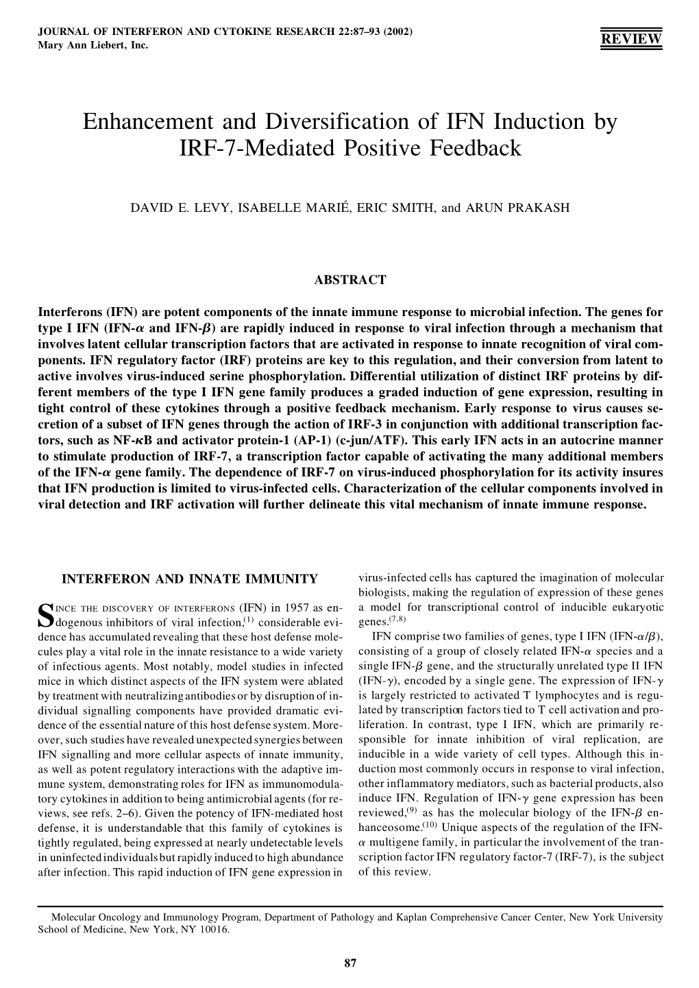 Enhancement and Diversification of IFN Induction by IRF-7-Mediated Positive Feedback