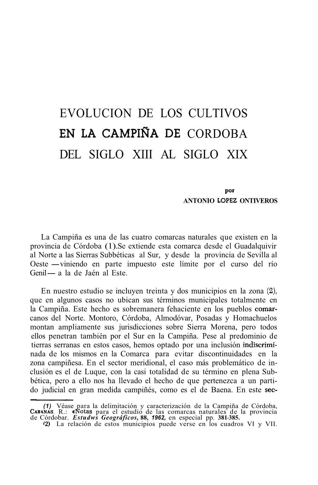Evolucion De Los Cultivos Cordoba Del Siglo Xiii Al Siglo Xix