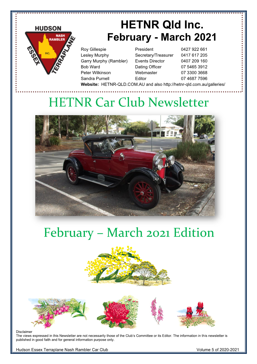 HETNR Car Club Newsletter February – March 2021