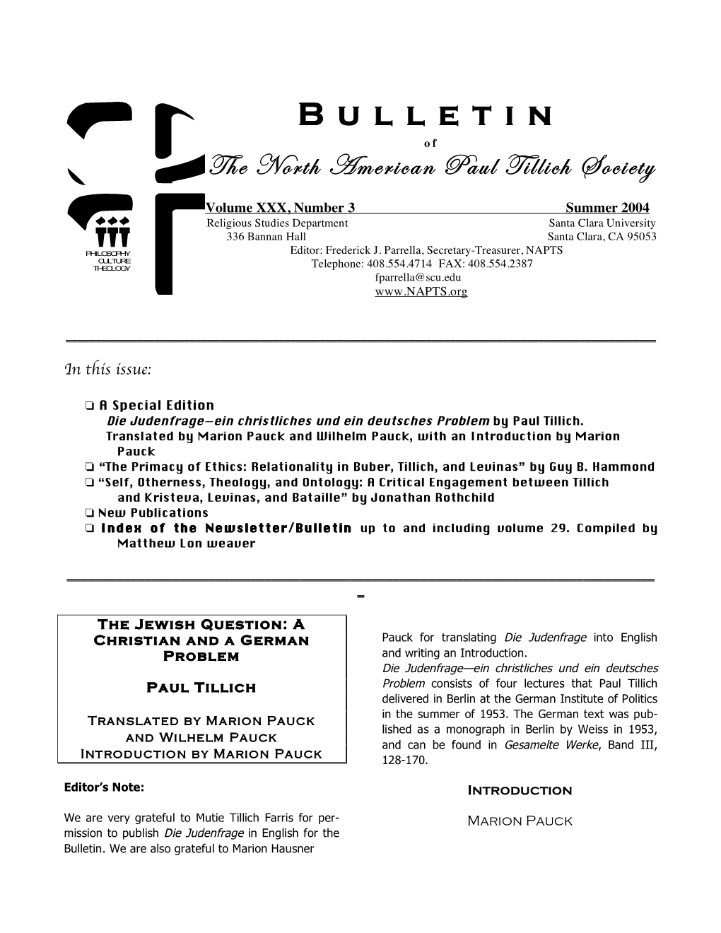 Bulletin up to and Including Volume 29