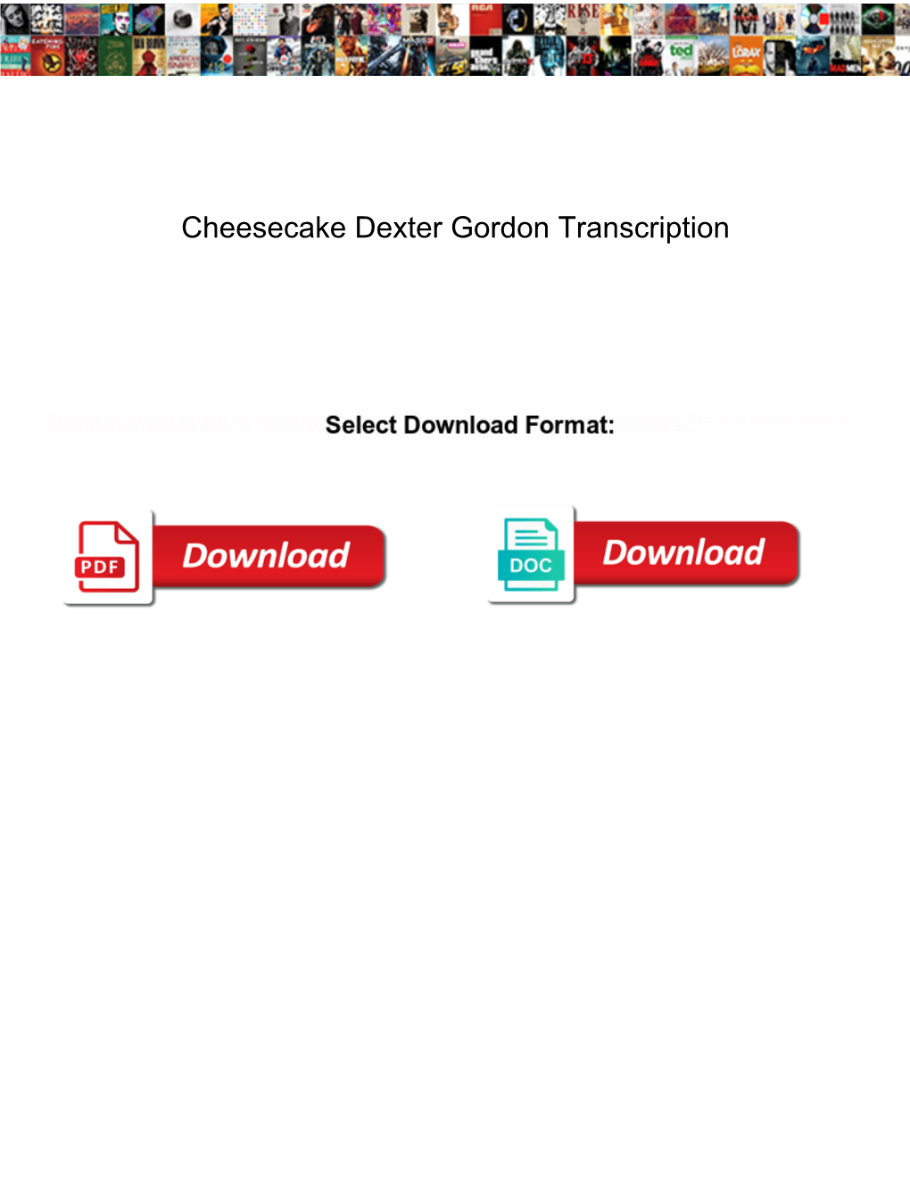 Cheesecake Dexter Gordon Transcription