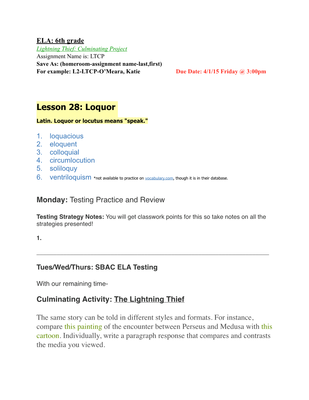 Lesson 28: Loquor Latin