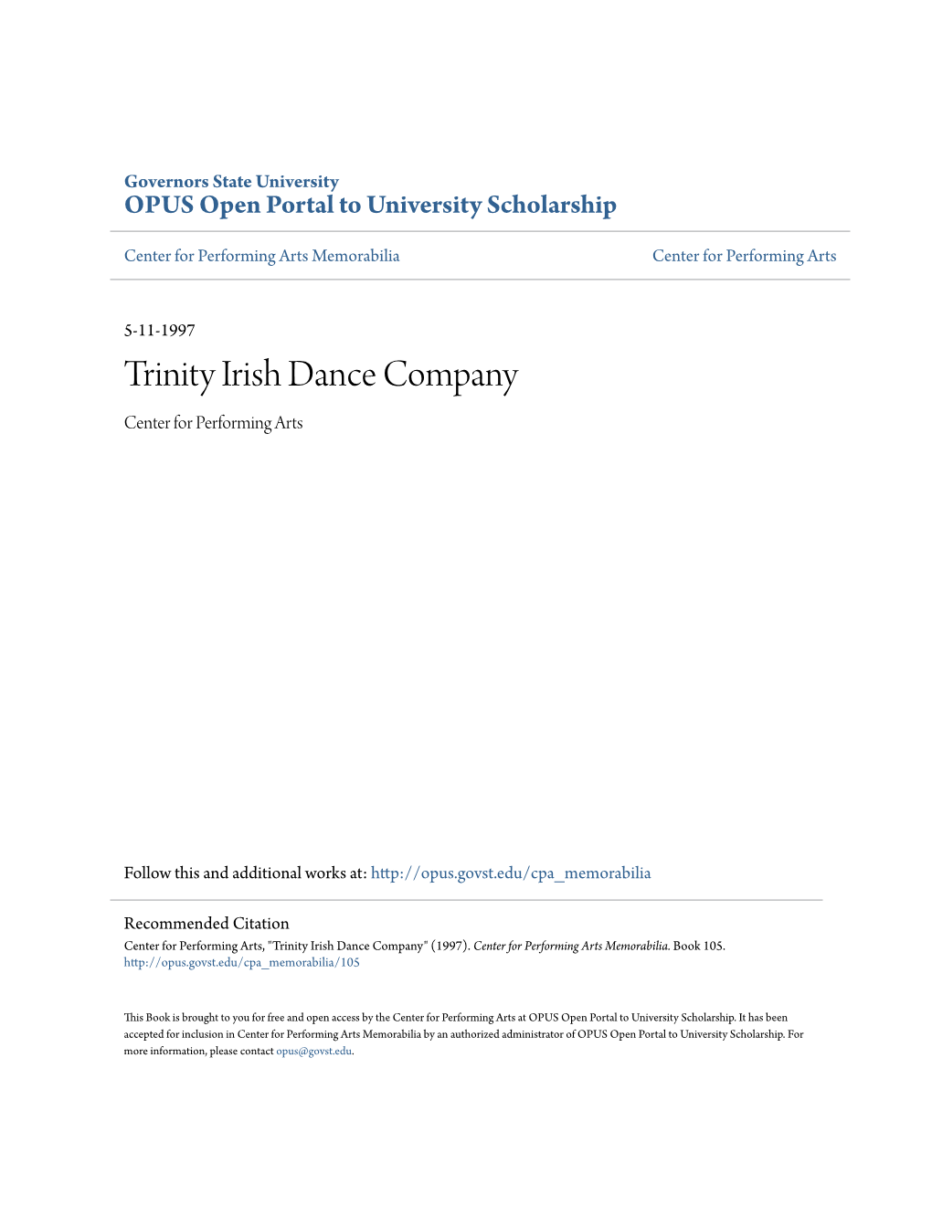Trinity Irish Dance Company Center for Performing Arts
