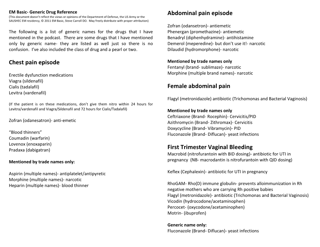 Chest Pain Episode Abdominal Pain Episode Female Abdominal Pain First Trimester Vaginal Bleeding