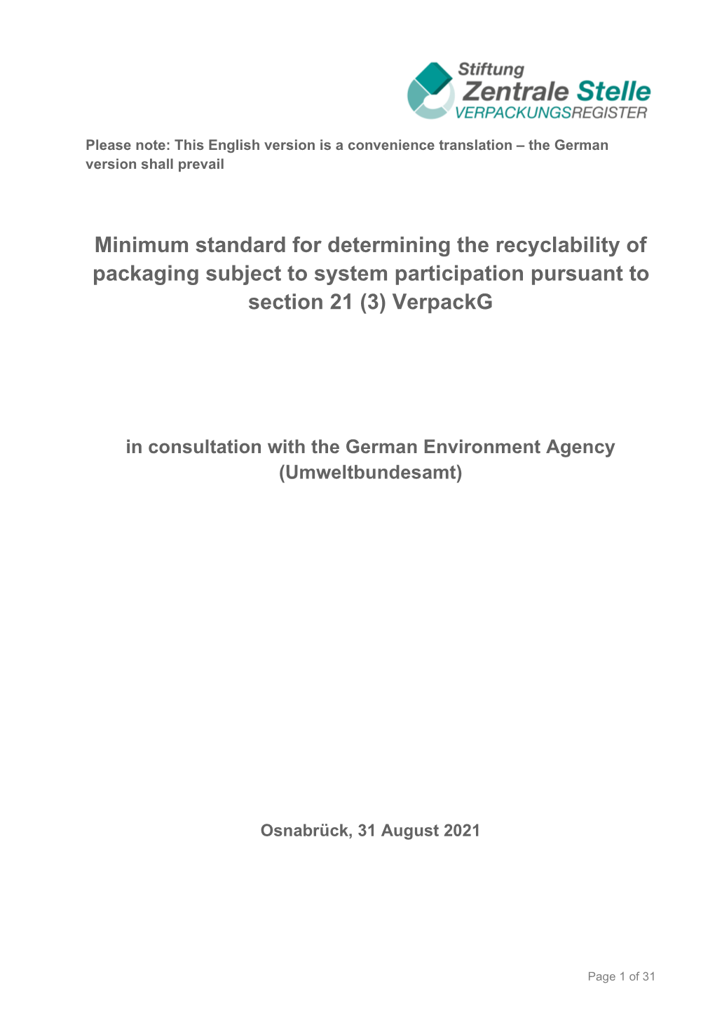 Minimum Standard Packaging-Act 2021
