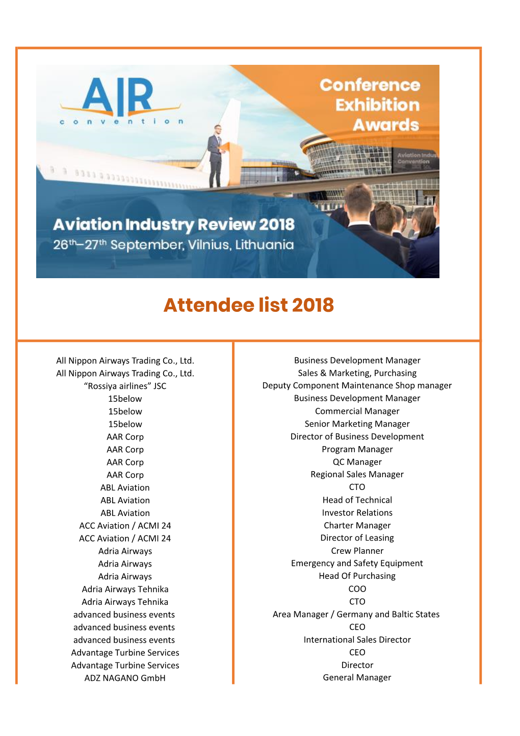 Attendee List 2018