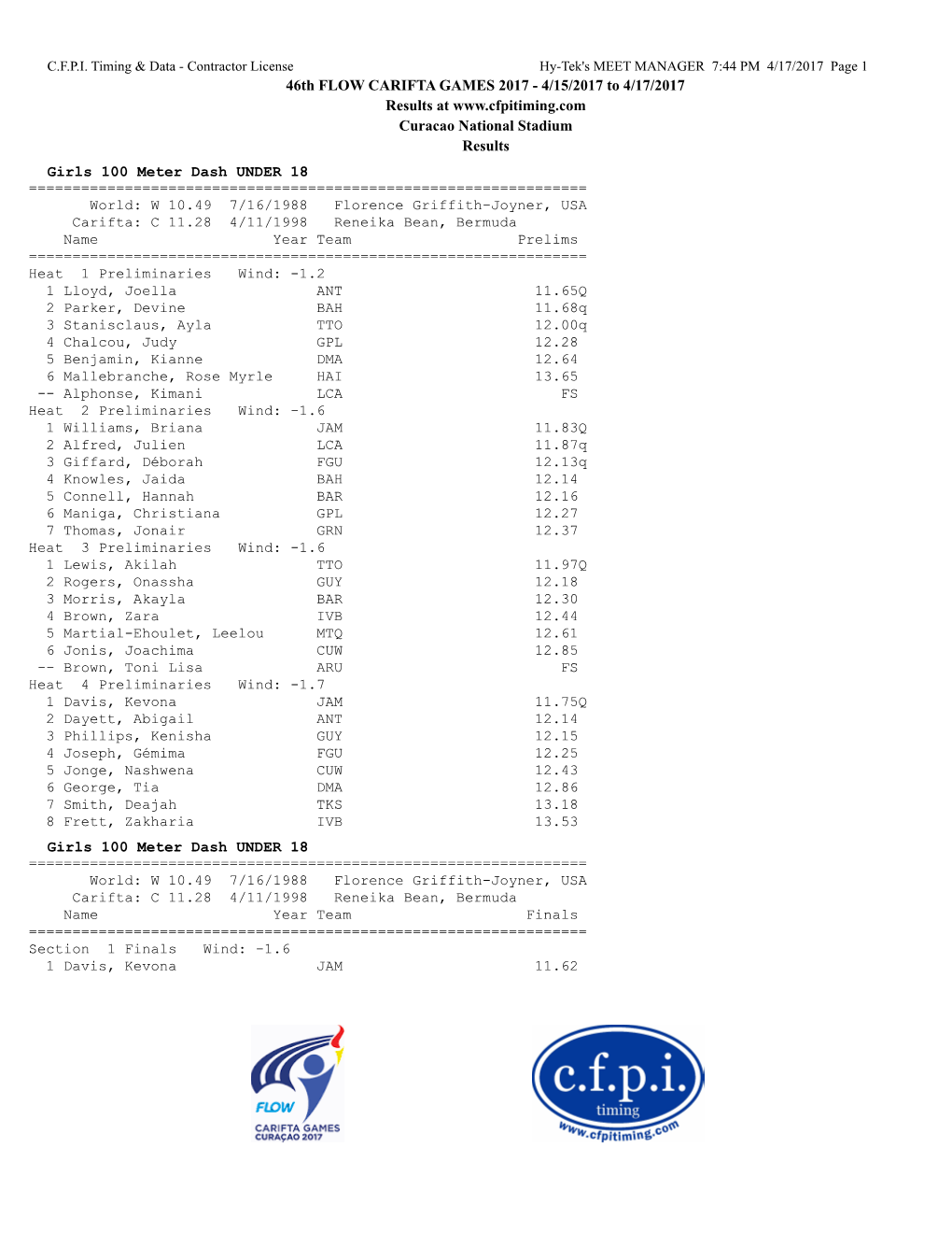 46Th FLOW CARIFTA GAMES 2017