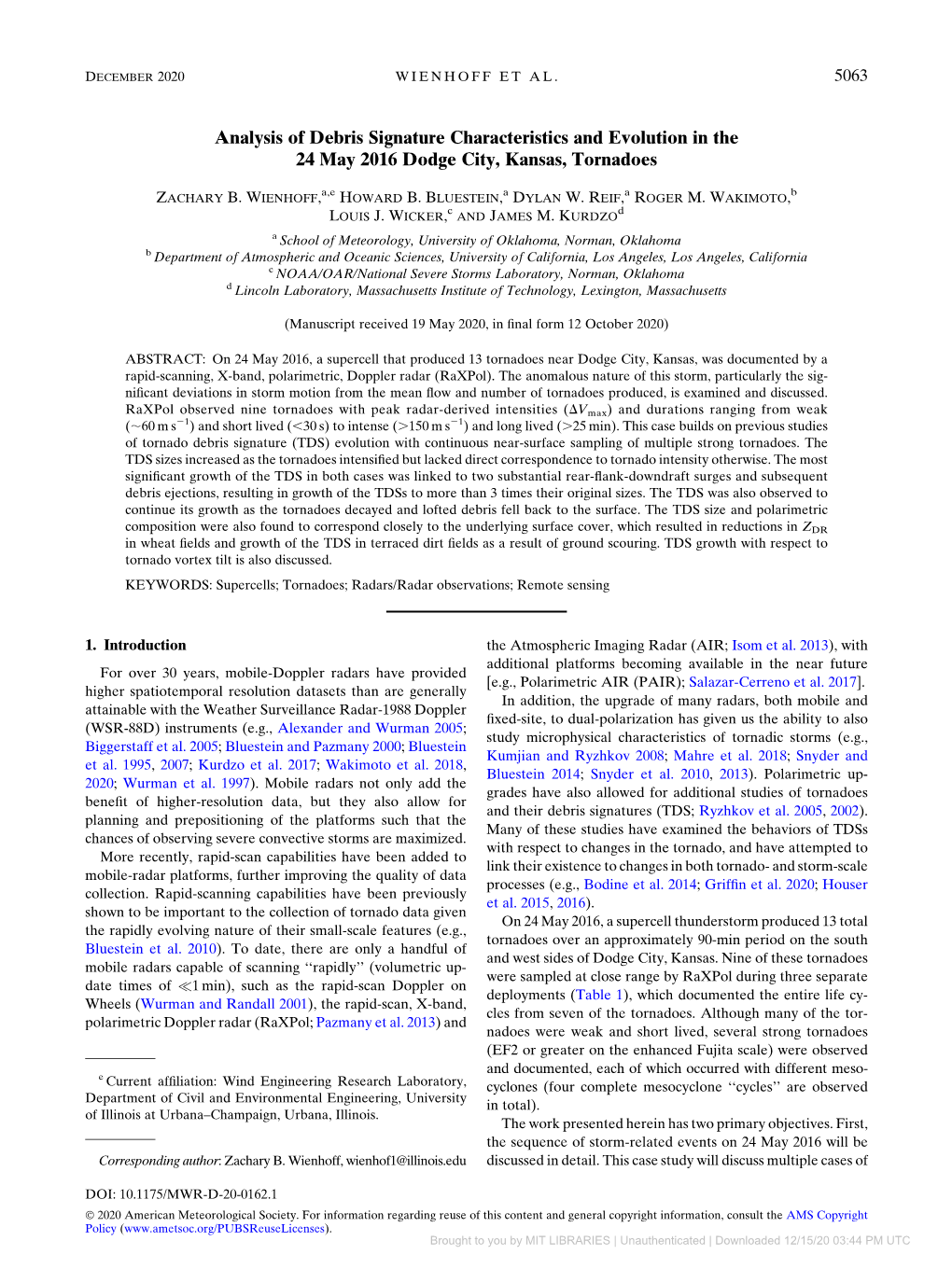 Analysis of Debris Signature Characteristics and Evolution in the 24 May 2016 Dodge City, Kansas, Tornadoes