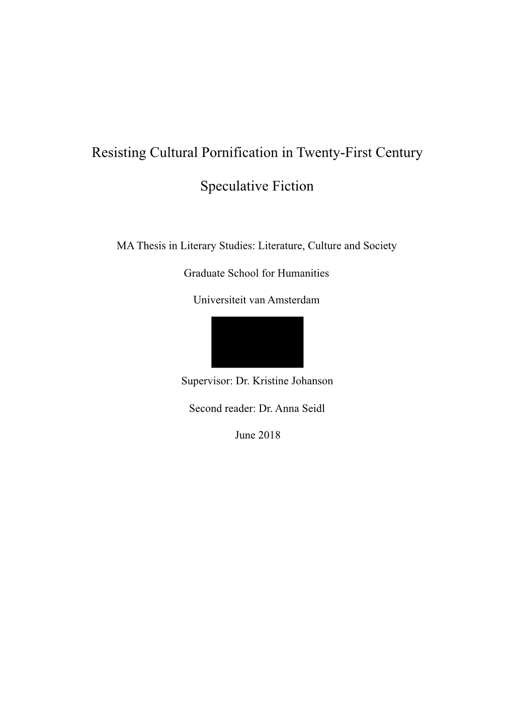 Thesis in Literary Studies: Literature, Culture and Society