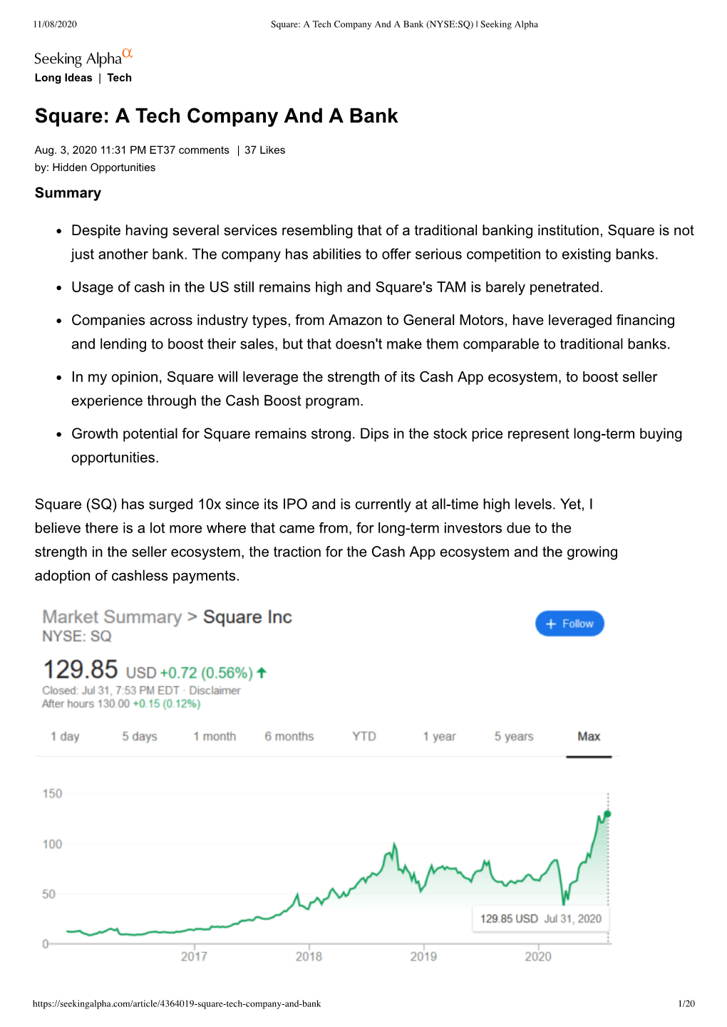 A Tech Company and a Bank (NYSE:SQ) | Seeking Alpha