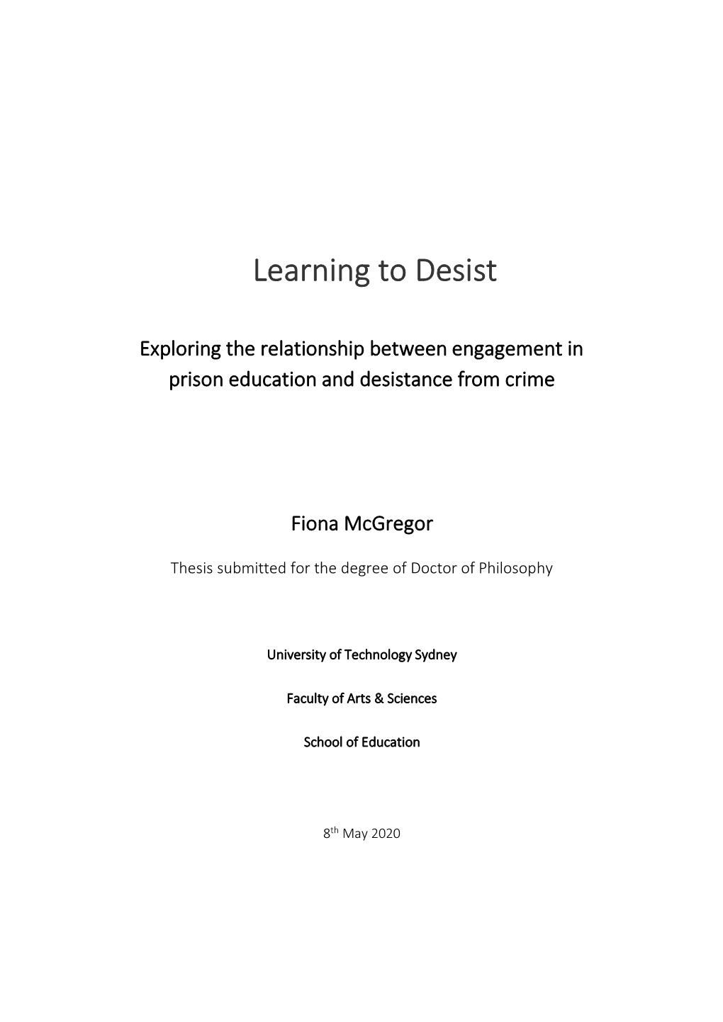 Exploring the Relationship Between Engagement in Prison Education and Desistance from Crime