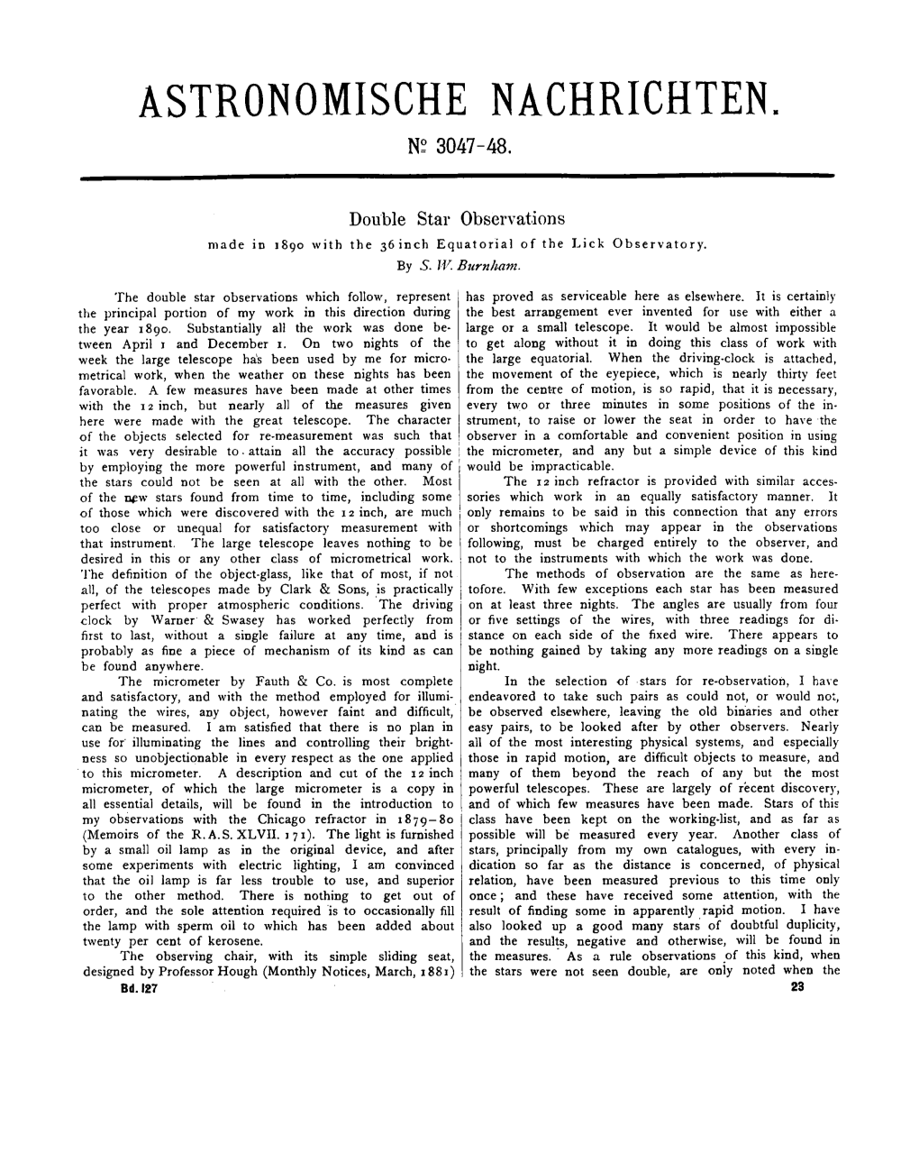 Double Star Observations Made in 1890 with the 36 Inch