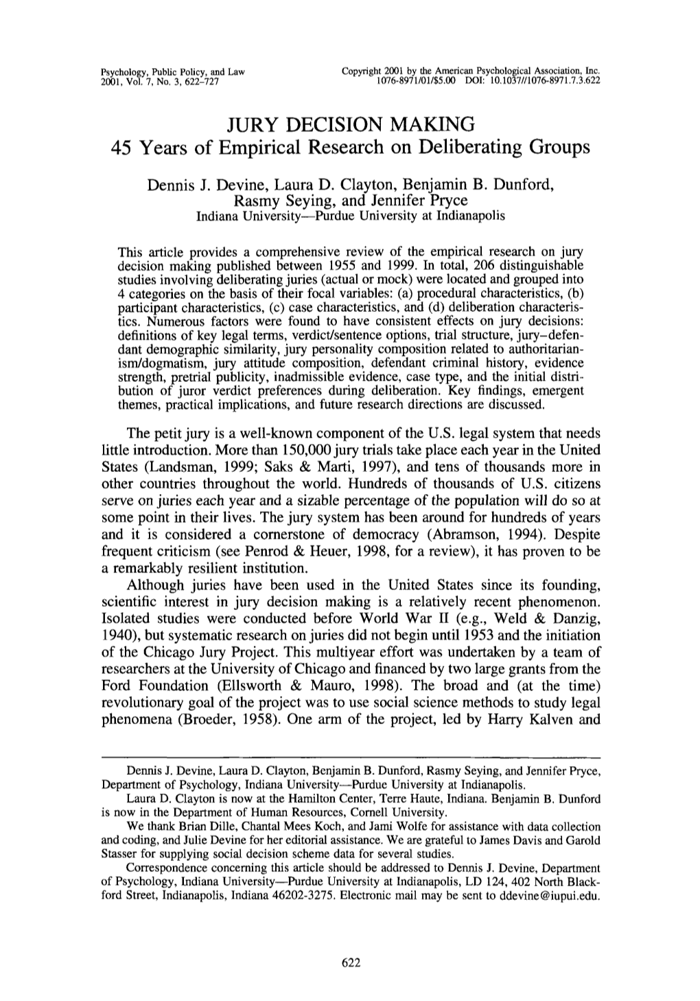 JURY DECISION MAKING 45 Years of Empirical Research on Deliberating Groups