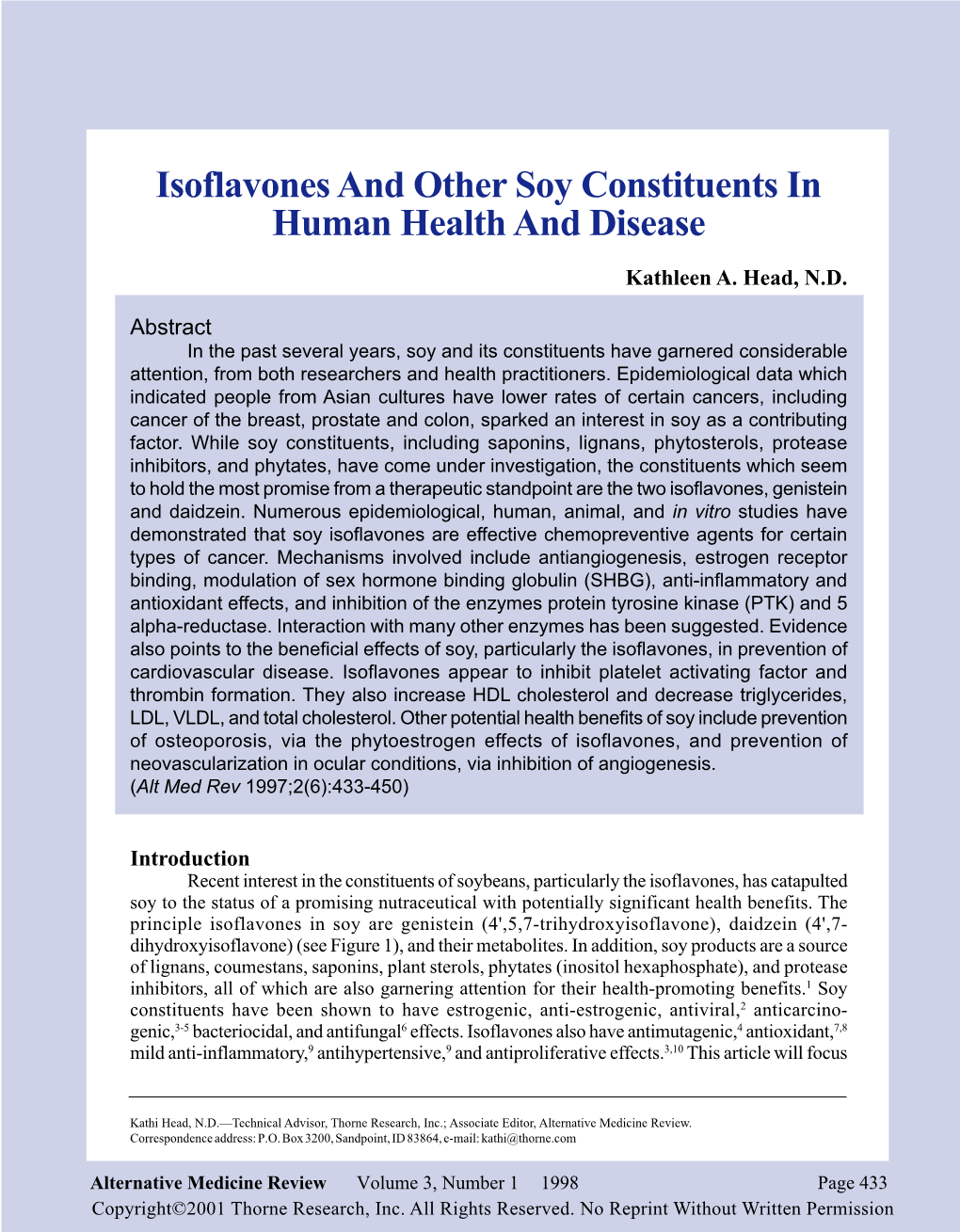 Isoflavones and Soy Constituents