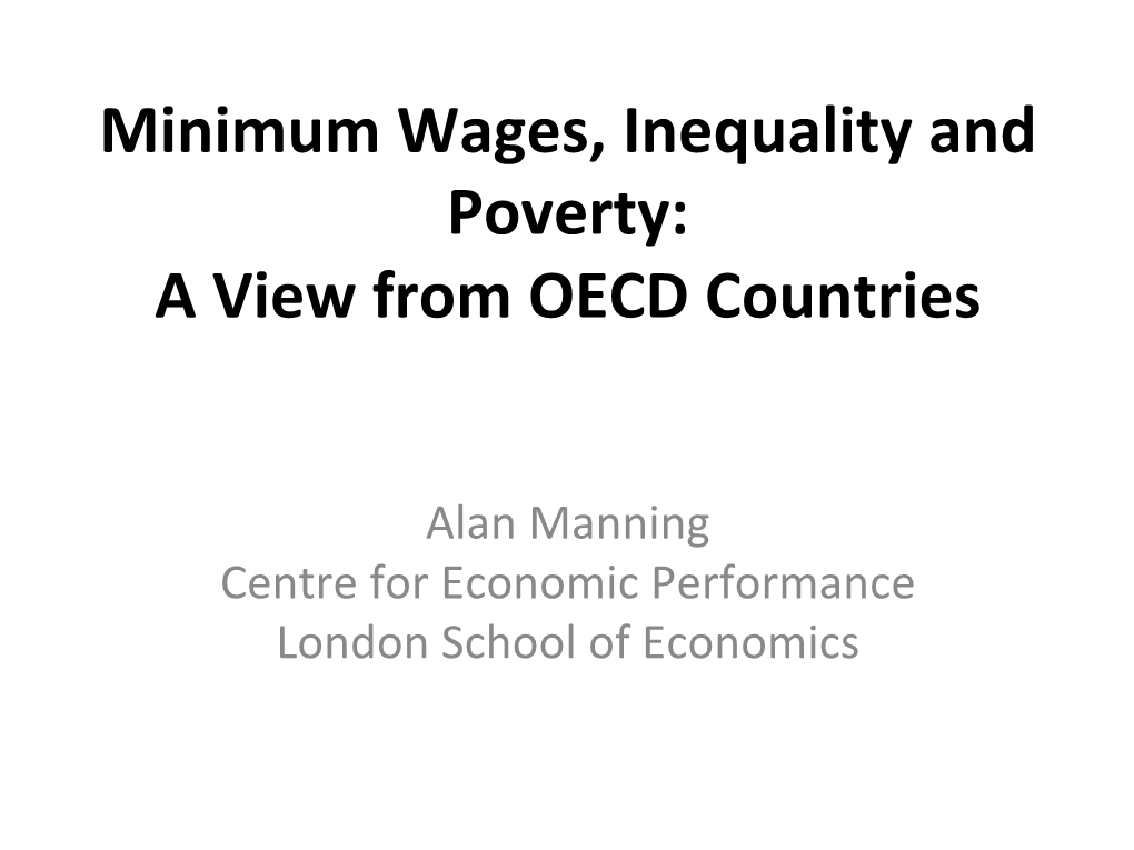 Minimum Wages, Inequality and Poverty: a View from OECD Countries