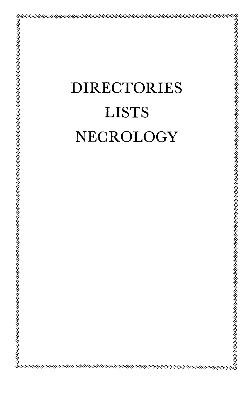 Directories Lists Necrology